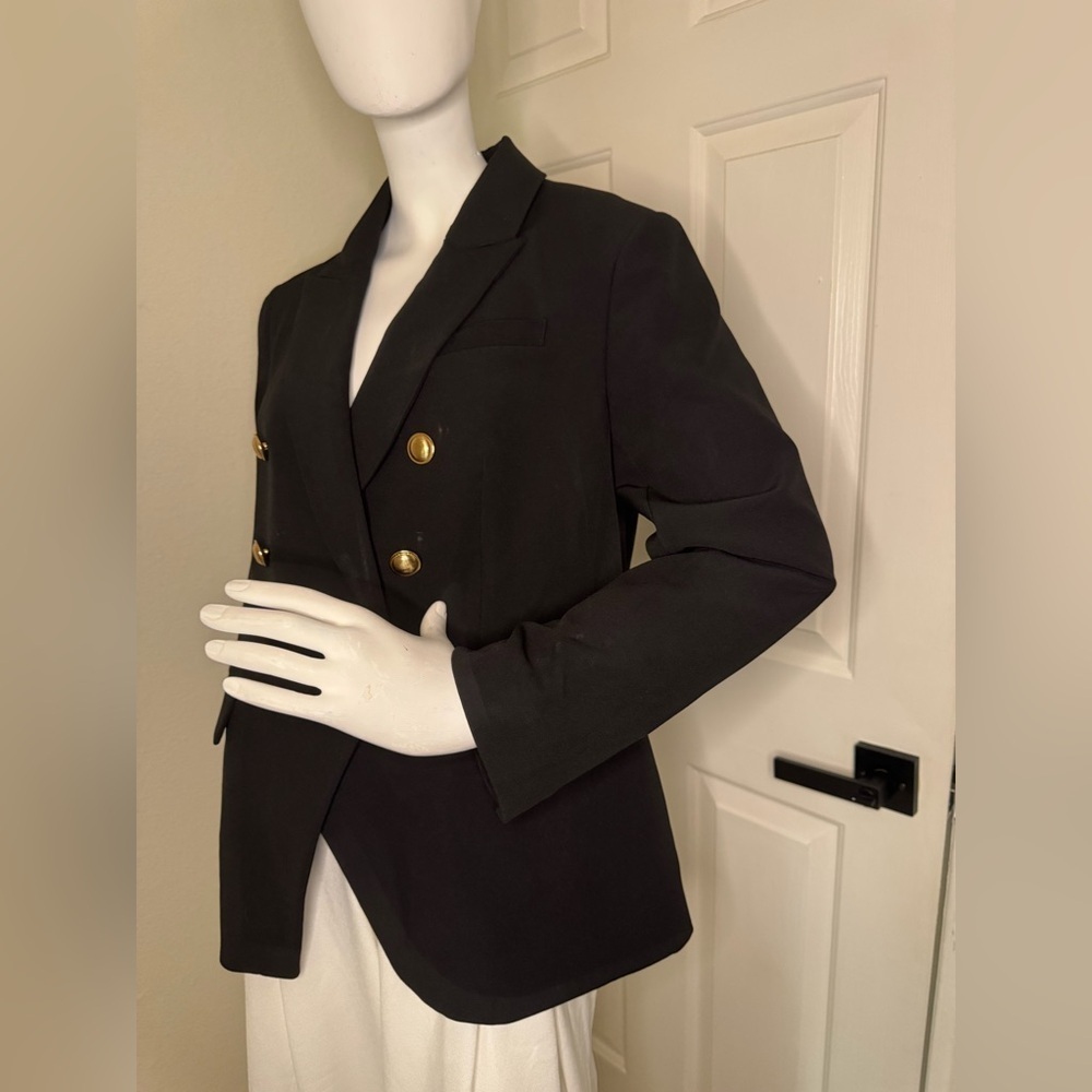 EXPRESS BLACK EDITOR DOUBLE BREASTED NOVELTY BUTTON BLAZER SZ Large. - Picture 3 of 12